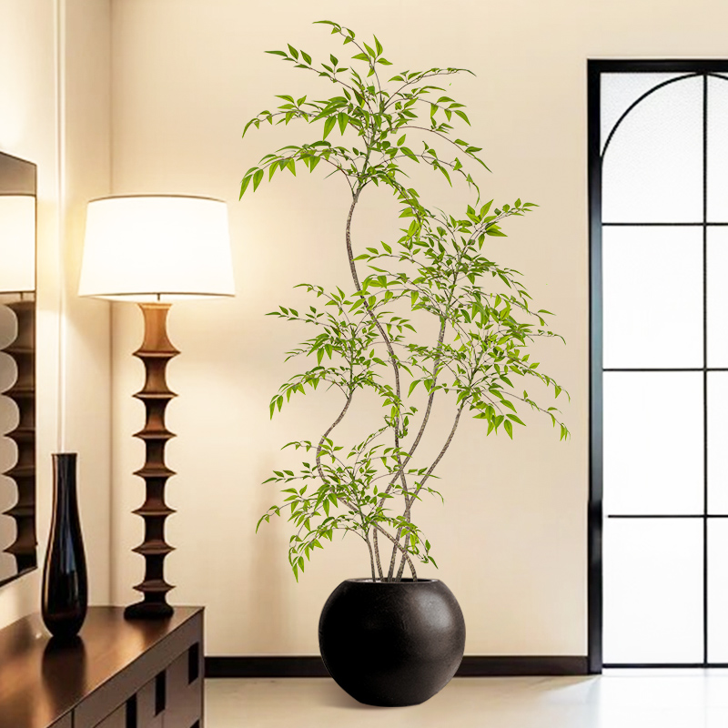 南天竹仿真绿植高端轻奢大型仿生植物落地盆栽高级感室内氛围假树