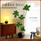 Rubber tree simulated green plant, indoor potted plant, large bionic plant, high-end light luxury living room, floor-standing ornament, fake flower tree