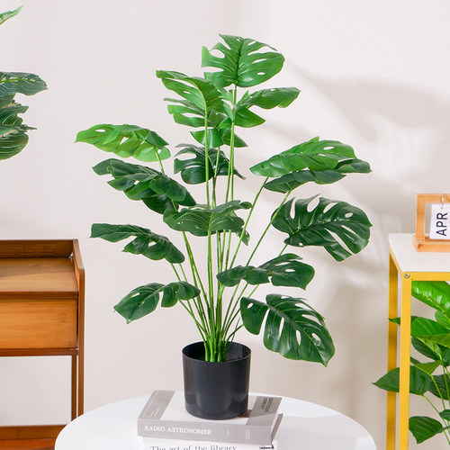 仿真绿植小盆栽龟背散尾葵客厅室内落地摆件装饰假花植物桌面摆设 - 图0