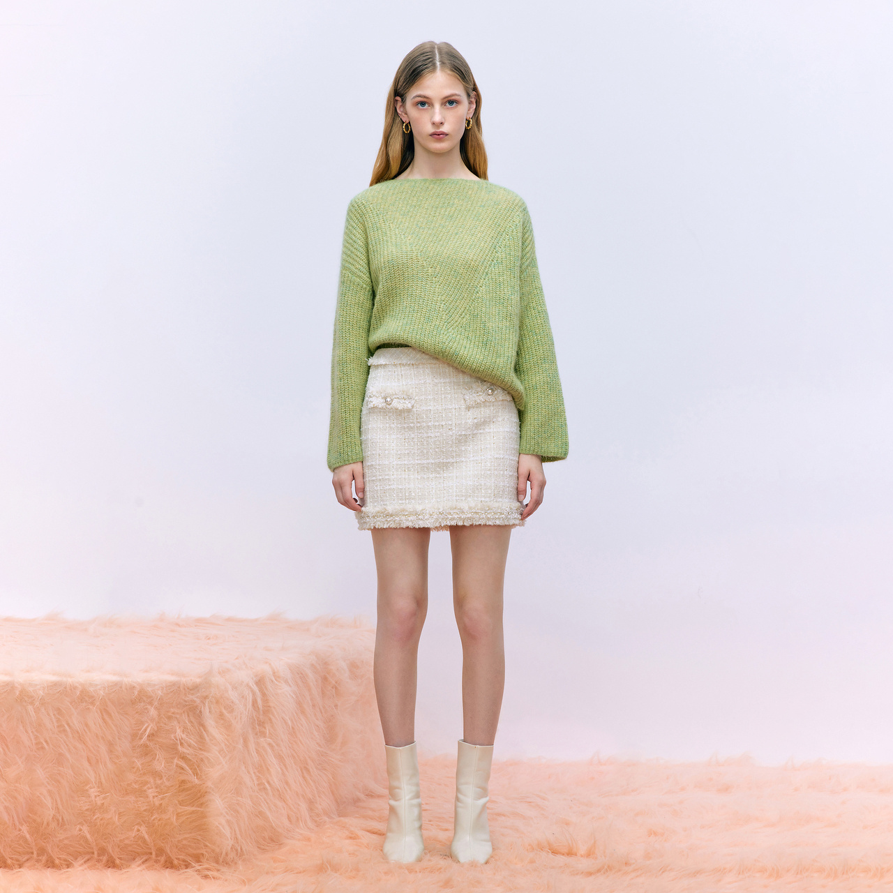 MOISSAC摩萨克马海毛慵懒休闲oversize套头毛衫毛衣针织衫女 - 图1