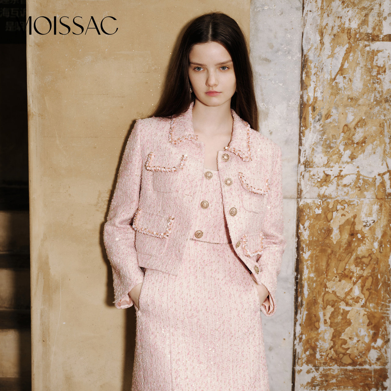 【七七酱直播间】商场同 摩萨克冬香风绣珠片翻领钉珠短外套女,淘宝优惠券,粉丝福利购,淘宝优惠卷