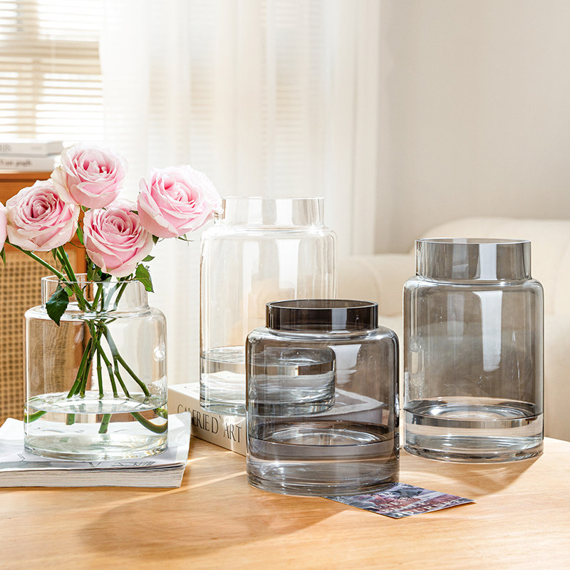 花瓶玻璃透明水养插花轻奢高级感玻璃大口径水培玫瑰鲜花客厅摆件,淘宝优惠券,粉丝福利购,淘宝优惠卷
