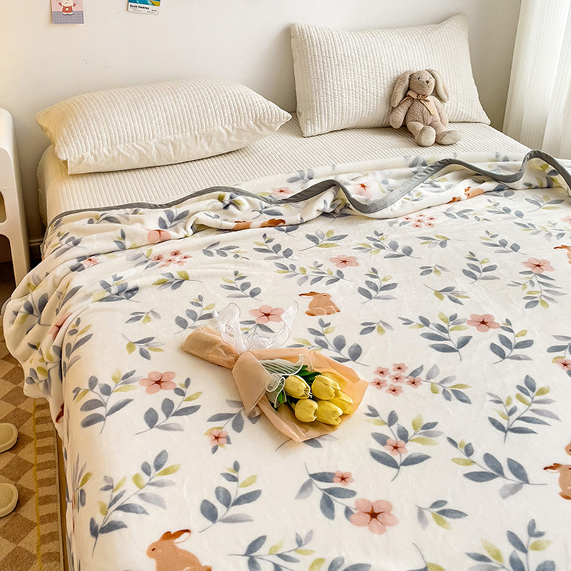 洁丽雅牛奶绒毛毯午睡办公室空调毯盖毯珊瑚绒沙发毯子床上用夏季 - 图1