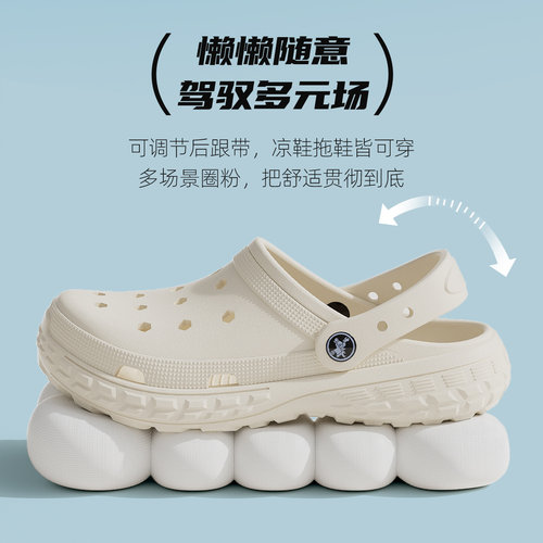 洁丽雅司机开车洞洞鞋男款夏季外穿海边沙滩防滑防臭踩屎感拖鞋女 - 图1