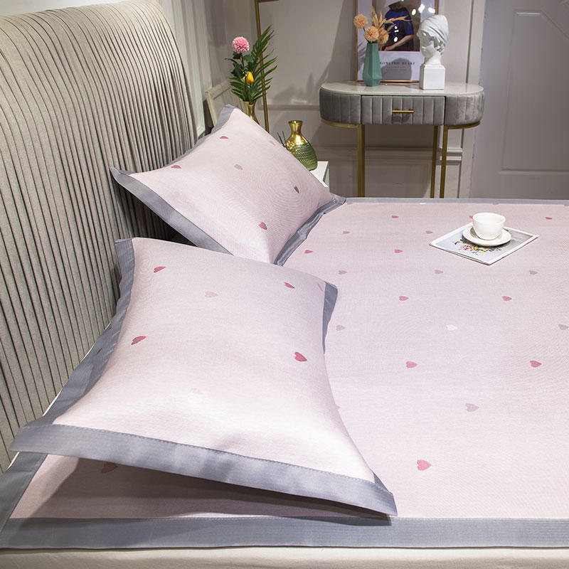 洁丽雅夏天凉席冰丝三件套单人席子 洁丽雅床上用品冰丝席