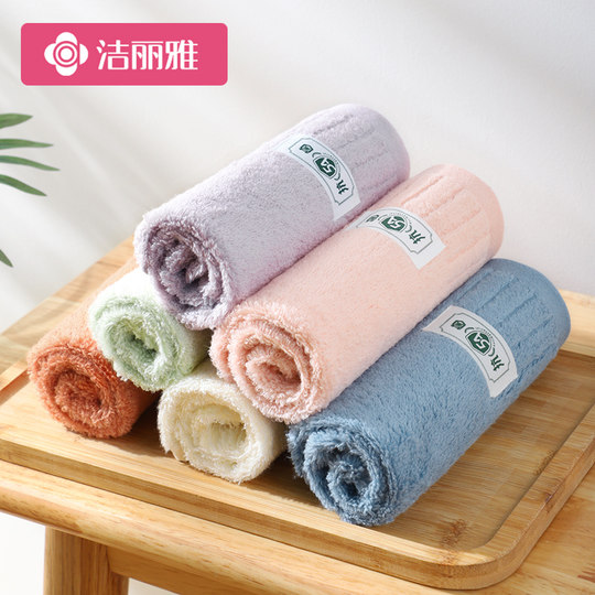 洁丽雅儿童方巾抗菌纯棉洗脸家用吸水速干马卡龙柔软手帕小毛巾女