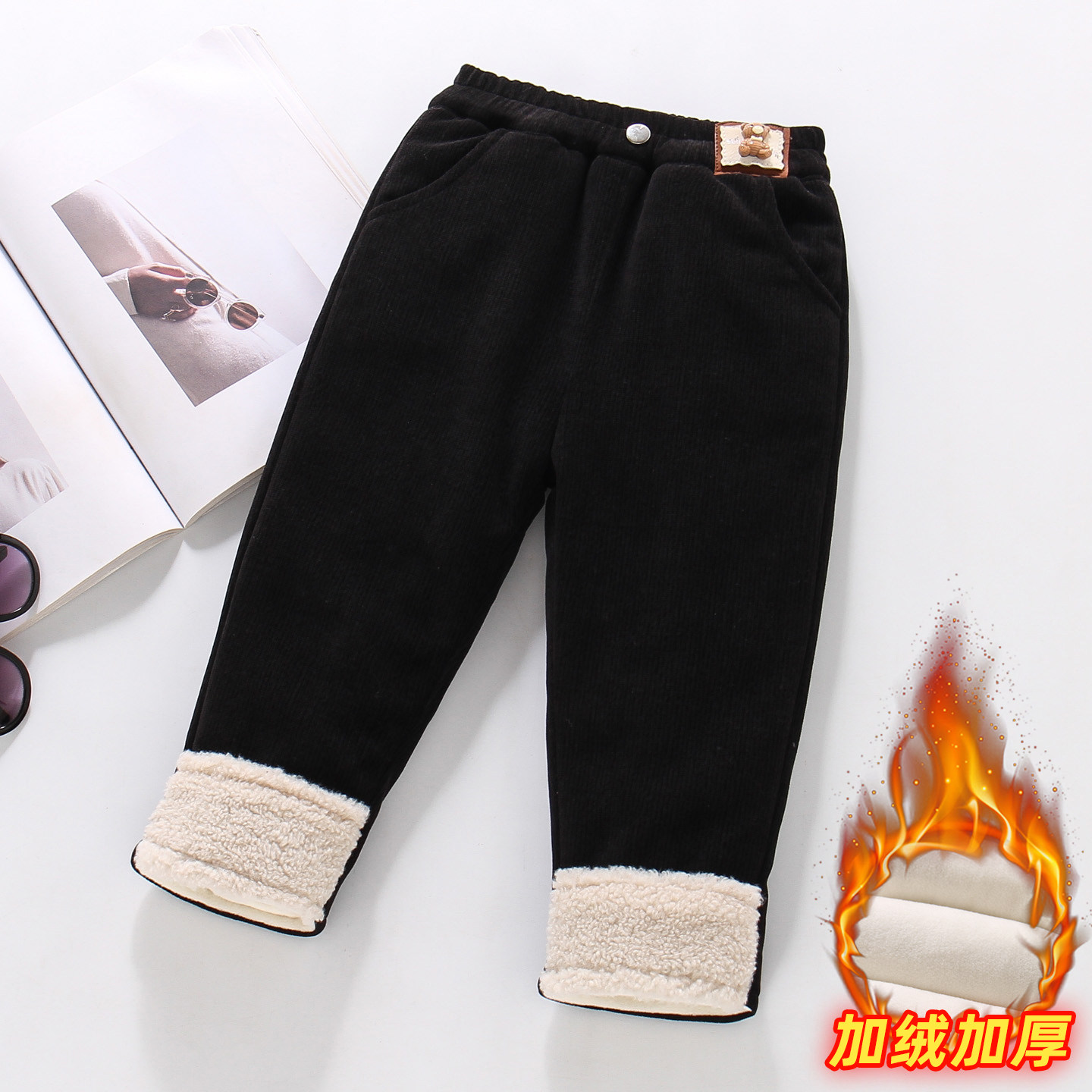 女童灯芯绒裤加绒秋冬季新款宝宝保暖加厚一条过冬三层夹棉休闲裤,淘宝优惠券,粉丝福利购,淘宝优惠卷