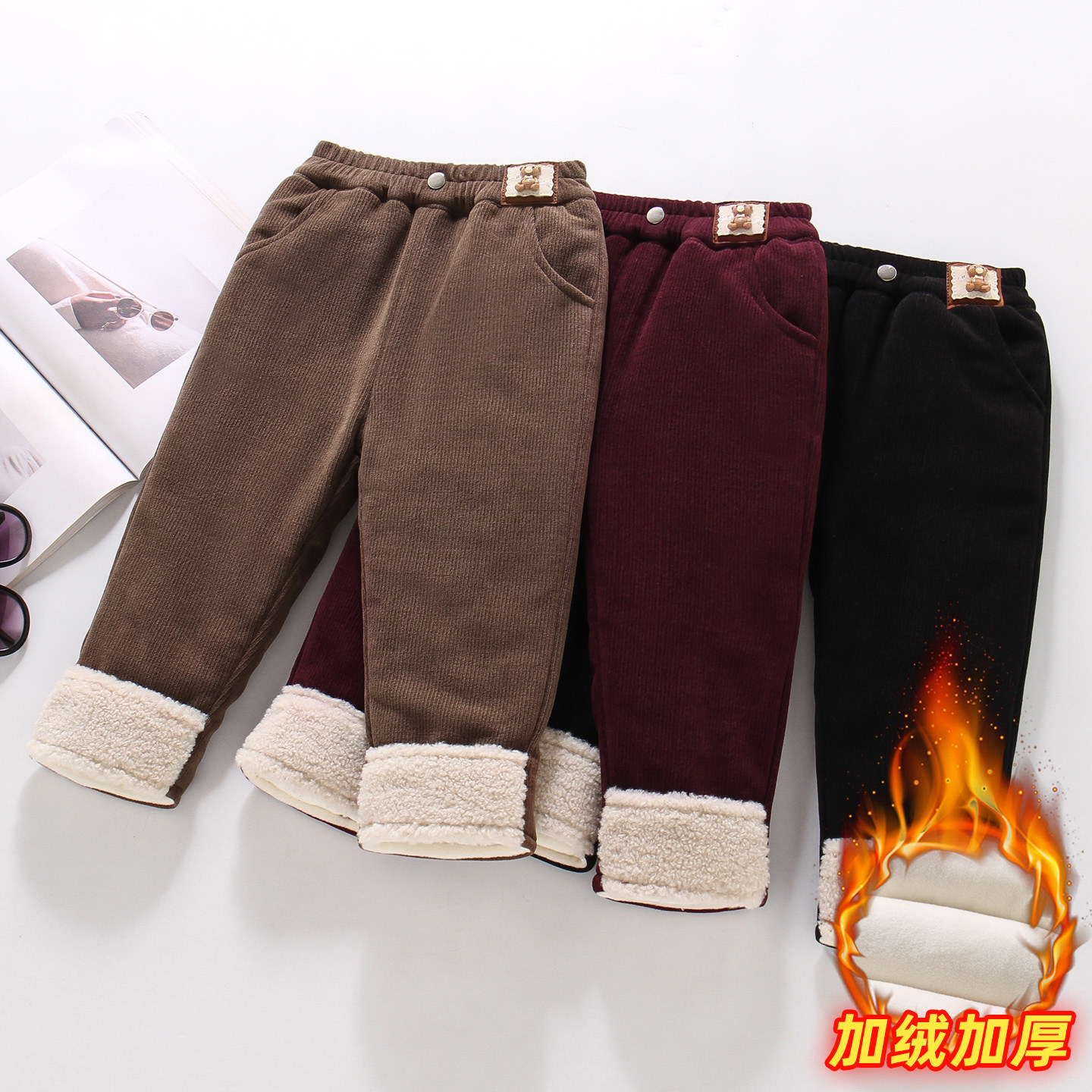 女童灯芯绒裤加绒秋冬季新款宝宝保暖加厚一条过冬三层夹棉休闲裤,淘宝优惠券,粉丝福利购,淘宝优惠卷