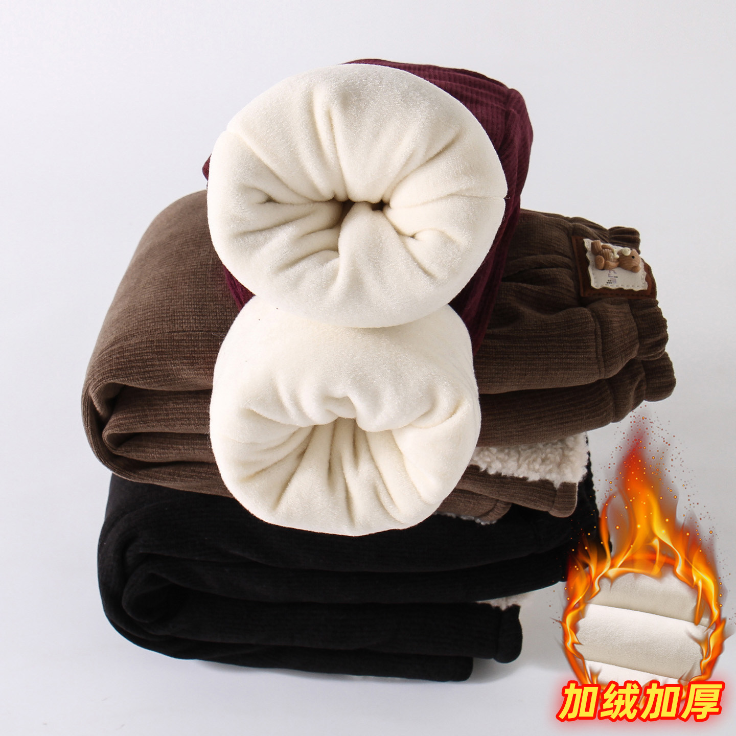 女童灯芯绒裤加绒秋冬季新款宝宝保暖加厚一条过冬三层夹棉休闲裤,淘宝优惠券,粉丝福利购,淘宝优惠卷