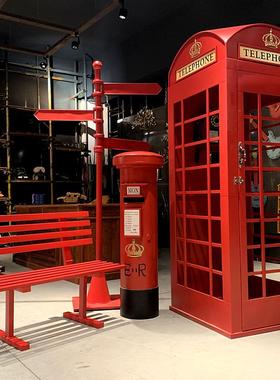 铁艺英伦电话亭模型摆件酒吧装饰品道具创意大展示柜储物柜定制做