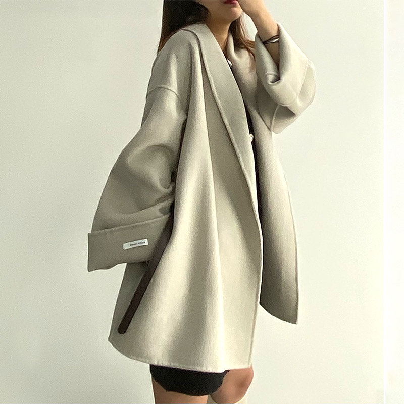 2020秋冬新款高端双面短款羊绒大衣 歌丽柔毛呢外套