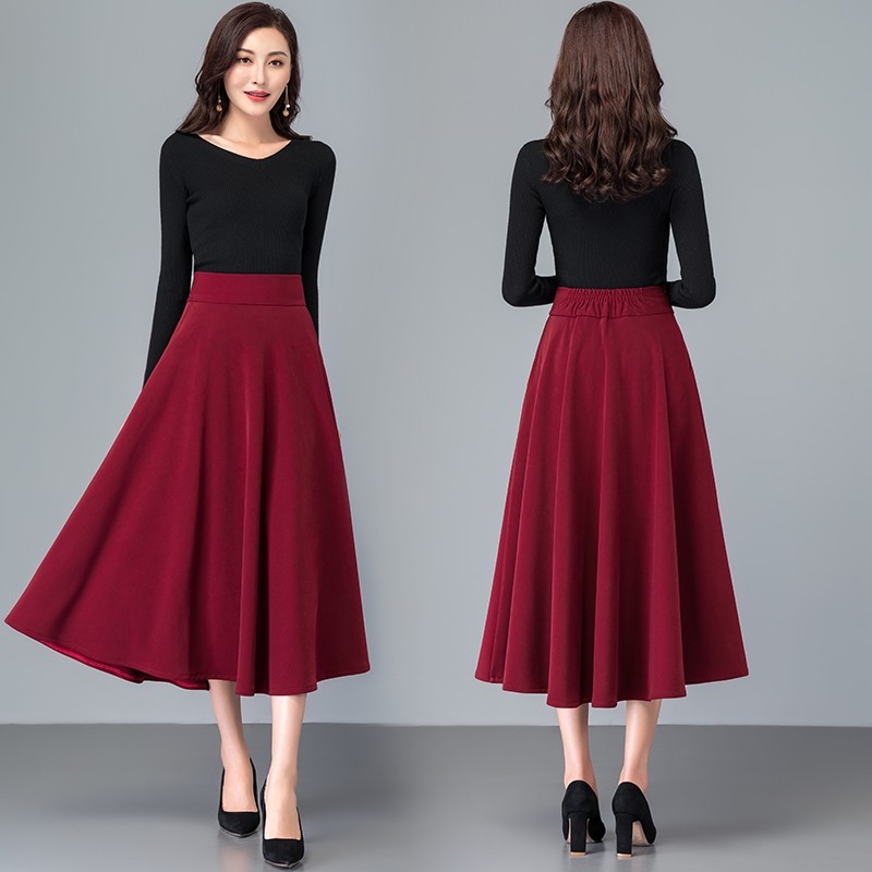 2022新款秋冬黑色垂感高腰半身裙 裙衣彩半身裙