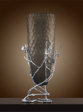 黄铜玻璃花瓶插摆件客厅轻