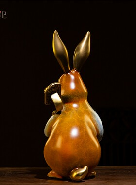 箐铜记 《吉祥如意》兔子铜摆件家居装饰品客厅玄关乔迁新居礼品