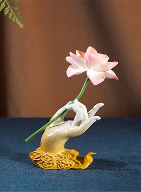 箐铜记《福手莲花》铜摆件中式家居装饰品客厅玄关乔迁新居办公室