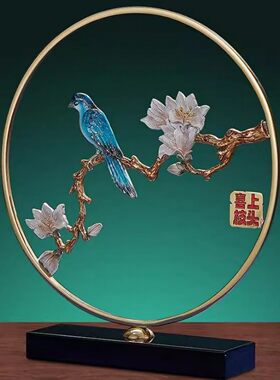 喜上枝头黄铜喜鹊摆件客厅玄关酒柜办公室装饰品乔迁新居开业礼物