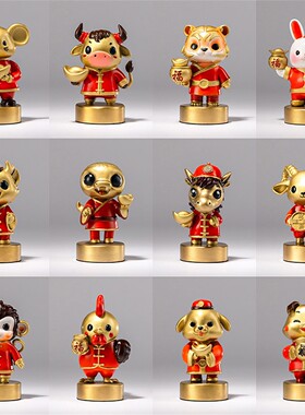 箐铜记《十二生肖》情人节礼物铜摆件家居装饰品客厅玄关乔迁新居