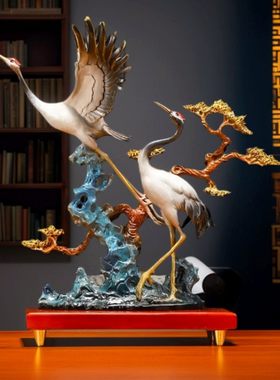 松鹤延年仙鹤摆件全铜家居客厅玄关装饰送长辈祝寿贺寿礼品