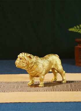 箐铜记《斗牛犬》铜摆件家居装饰品客厅玄关办公室宠物狗雕塑纪念