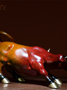 箐铜记 《牛气冲天》铜摆件家居装饰品客厅玄关办公室新店送礼品