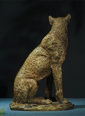 箐铜记《金钱豹》铜摆件家居装饰品客厅玄关办公室送朋友礼品招财