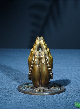 箐铜记《合掌纳财》全铜佛手摆件家居装饰品客厅玄关办公室工艺品