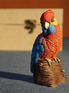 箐铜记红色鹦鹉铜摆件家居装饰品客厅玄关办公室乔迁新居新年送朋