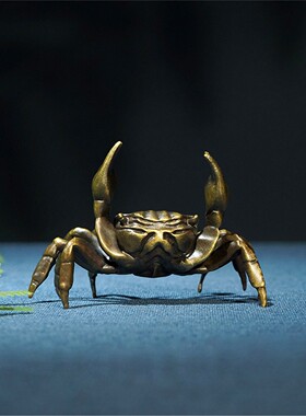 箐铜记《八方来财》螃蟹铜摆件家居装饰品客厅玄关办公室茶宠礼品