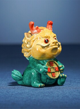 箐铜记《招财进宝》发财生肖龙铜摆件家居装饰品客厅玄关桌面摆件