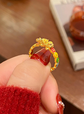新款红色新年戒指红色貔貅戒指女