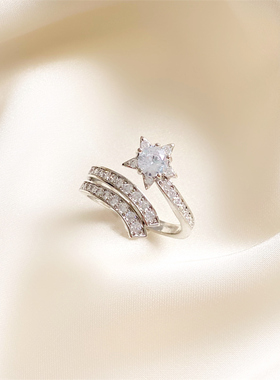 极速时尚个性戒指女轻奢小众设计精致简H约ins潮网红食指戒指环冷