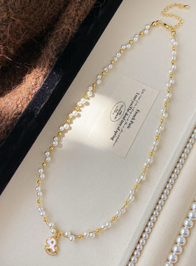 新款小马木马吊坠珍珠项链女时尚