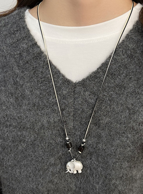 小马秋冬皮绳毛衣项链女款2025新款毛衣链女高级感轻奢小众配饰女