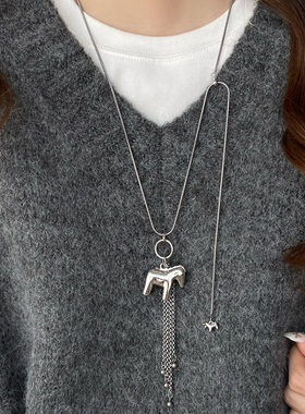 新款小马金属长款项链毛衣链简约