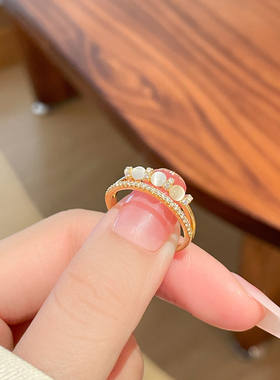 新款双层猫眼石开口戒指时