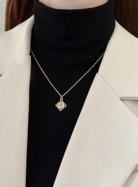 恭喜发财红色项链轻奢小众设计感锁骨链2022年新款气质秋冬配饰