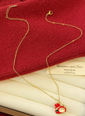 马上有钱马年小马短款毛衣链项链