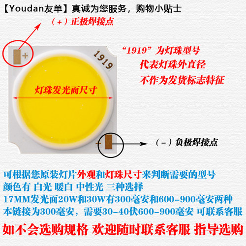 1919mm17mmCOB灯珠121518W20w24w30w36轨道射灯天花灯芯led配件 - 图2