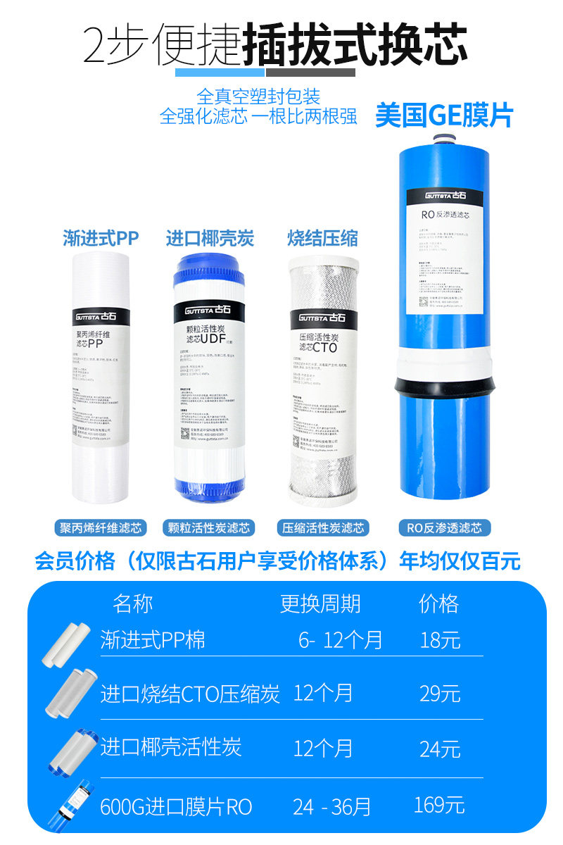 德国古石600g家用双膜双出水净水器 古石净水器