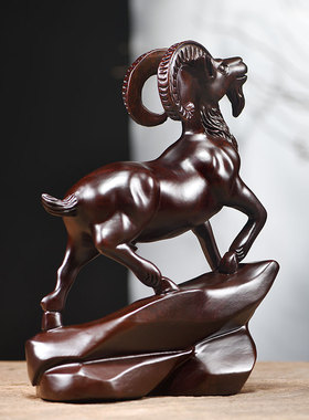 黑檀木头羊摆件十二生肖整料雕刻