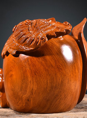 黄花梨木雕寿桃红木生日贺寿商务