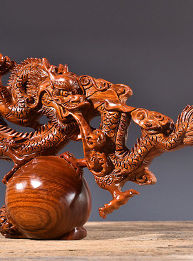 摆件雕刻生肖红木玄关工艺品