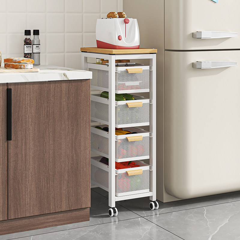 厨房夹缝置物架落地放菜水果收纳架窄缝冰箱侧面抽拉蔬菜篮小推车,淘宝优惠券,粉丝福利购,淘宝优惠卷