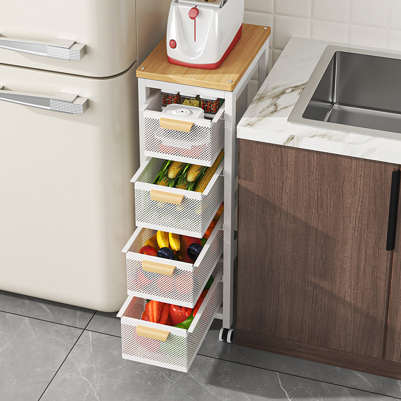 厨房夹缝置物架落地放菜水果收纳架窄缝冰箱侧面抽拉蔬菜篮小推车,淘宝优惠券,粉丝福利购,淘宝优惠卷