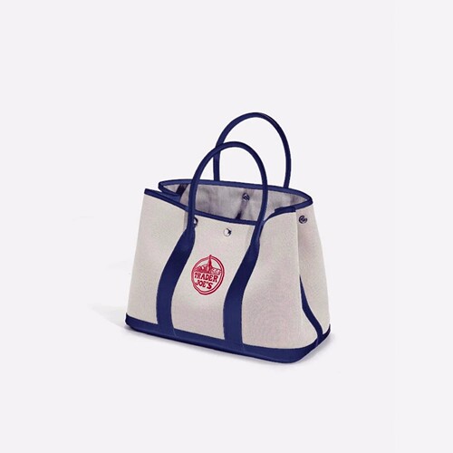 美国Trader Joe's缺德舅拼色LOGO大容量托特包帆布手提单肩包女包 - 图0