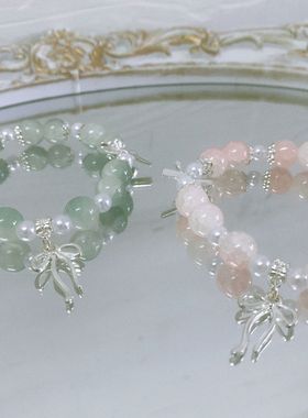 蝴蝶结琉璃手链女ins风小众设计