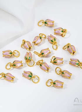 保色沙金樱桃花铃兰吊坠