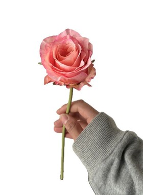 单支复古艾莎玫瑰花仿真花花束摆件餐桌花摆花婚庆手捧花DIY花材