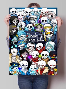 传说之下游戏海报Undertale周边Sans壁纸宿舍卧室墙贴画防水自粘