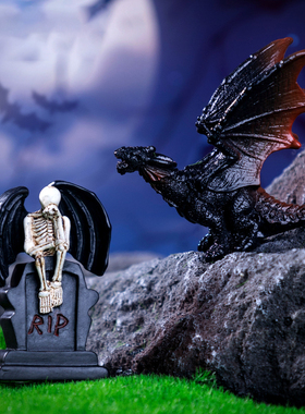 外贸迷你万圣节骷髅蝙蝠公仔摆件